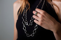 Hammered Hoops Mixed Chain Link Necklace