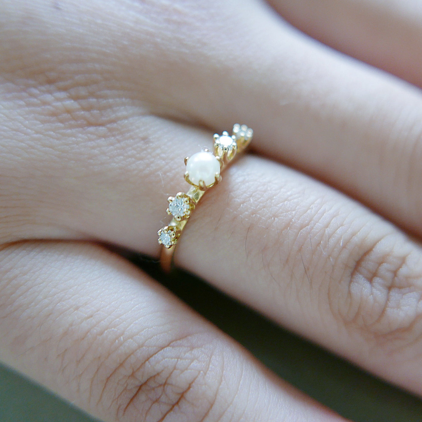 Adeline Pearl and Diamond Ring