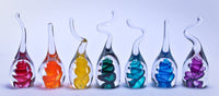 left to right: Ruby, Orange, Yellow, Jade, Aqua, Cobalt, Purple