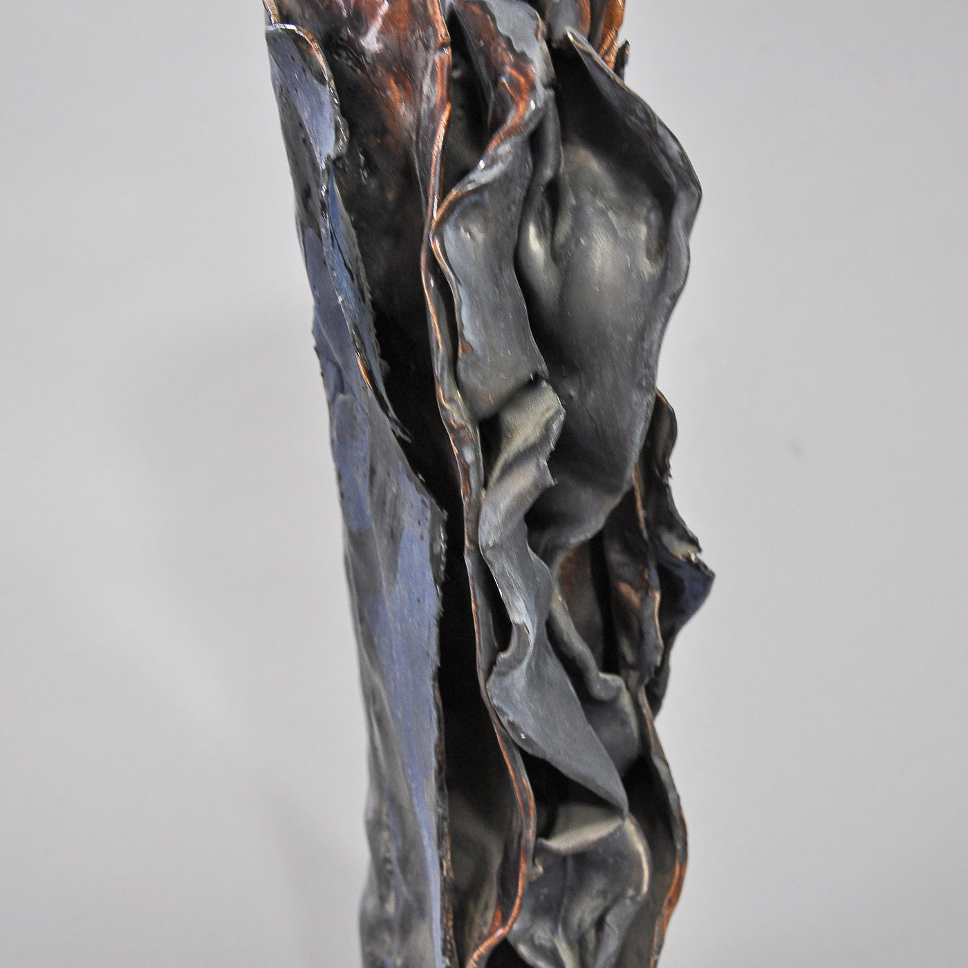 Black Ceramic Vase with Dark Blue Ruffle