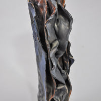 Black Ceramic Vase with Dark Blue Ruffle