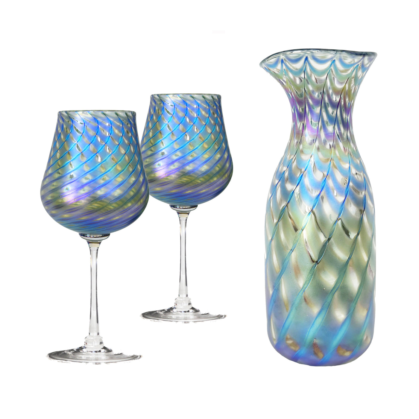 Honeycomb Carafe and Wine Glass Set