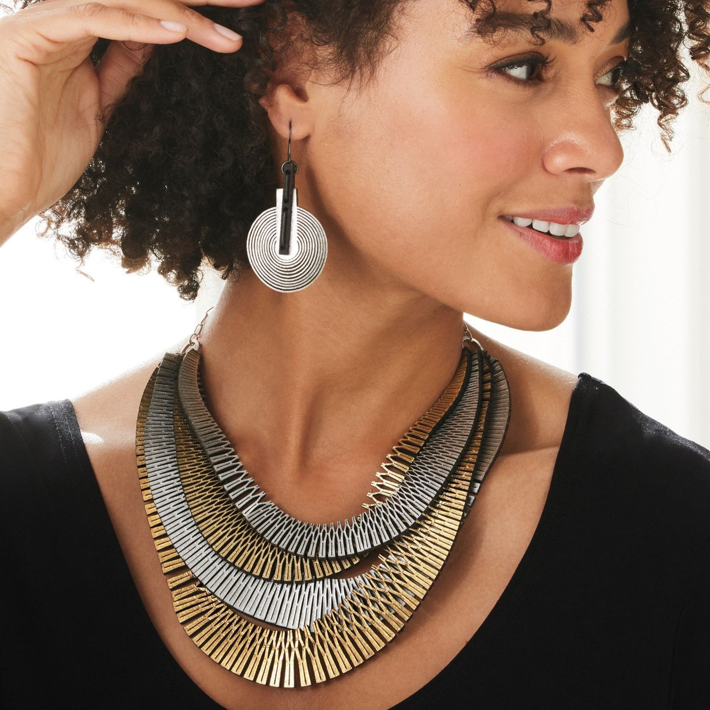 Silver/Gold, shown with area 51 earrings