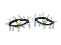 Large Eye Earrings in silver and marbles