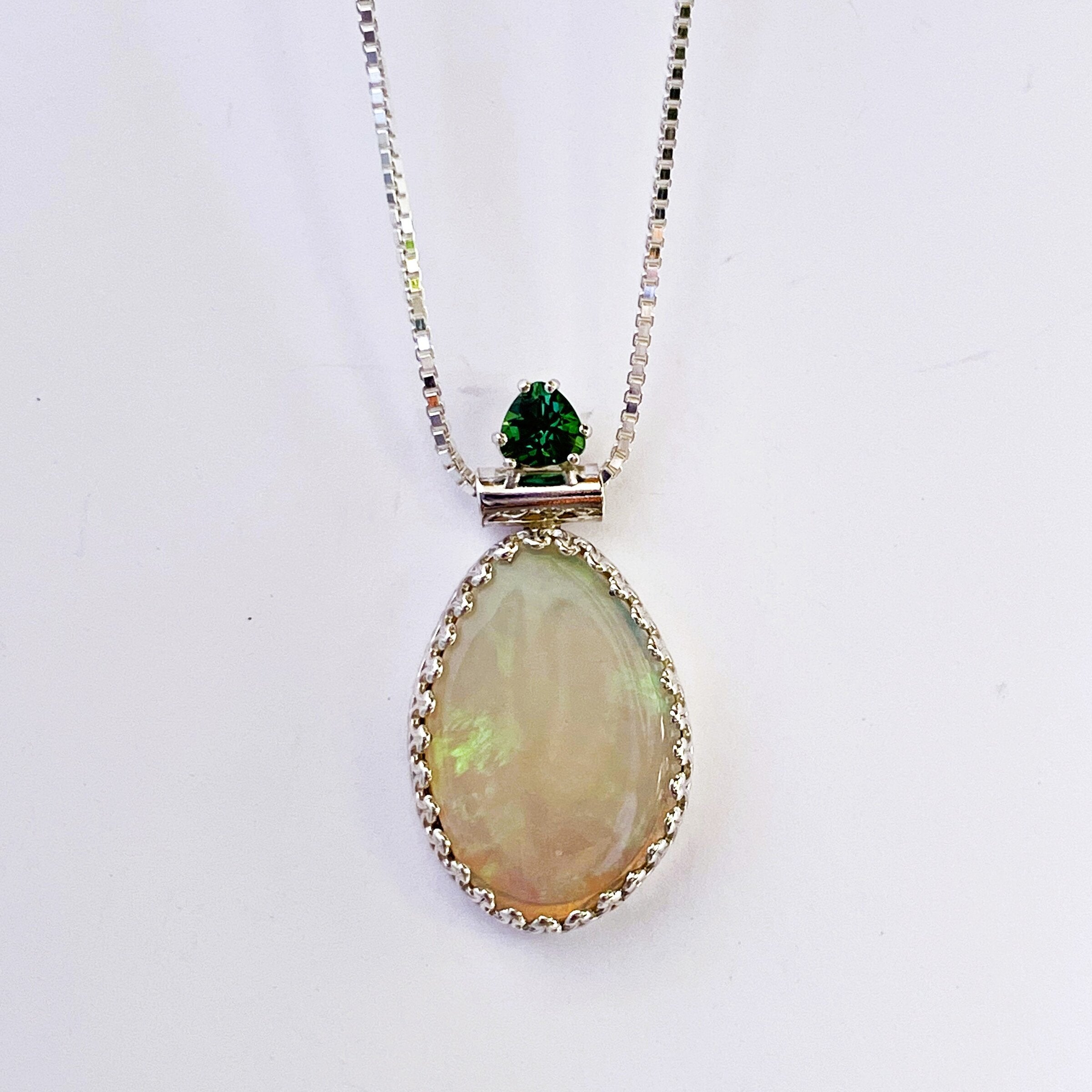 Opal & Tourmaline Crown Pendant