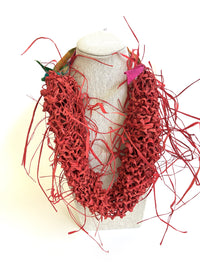 Wild Red Raffia Necklace