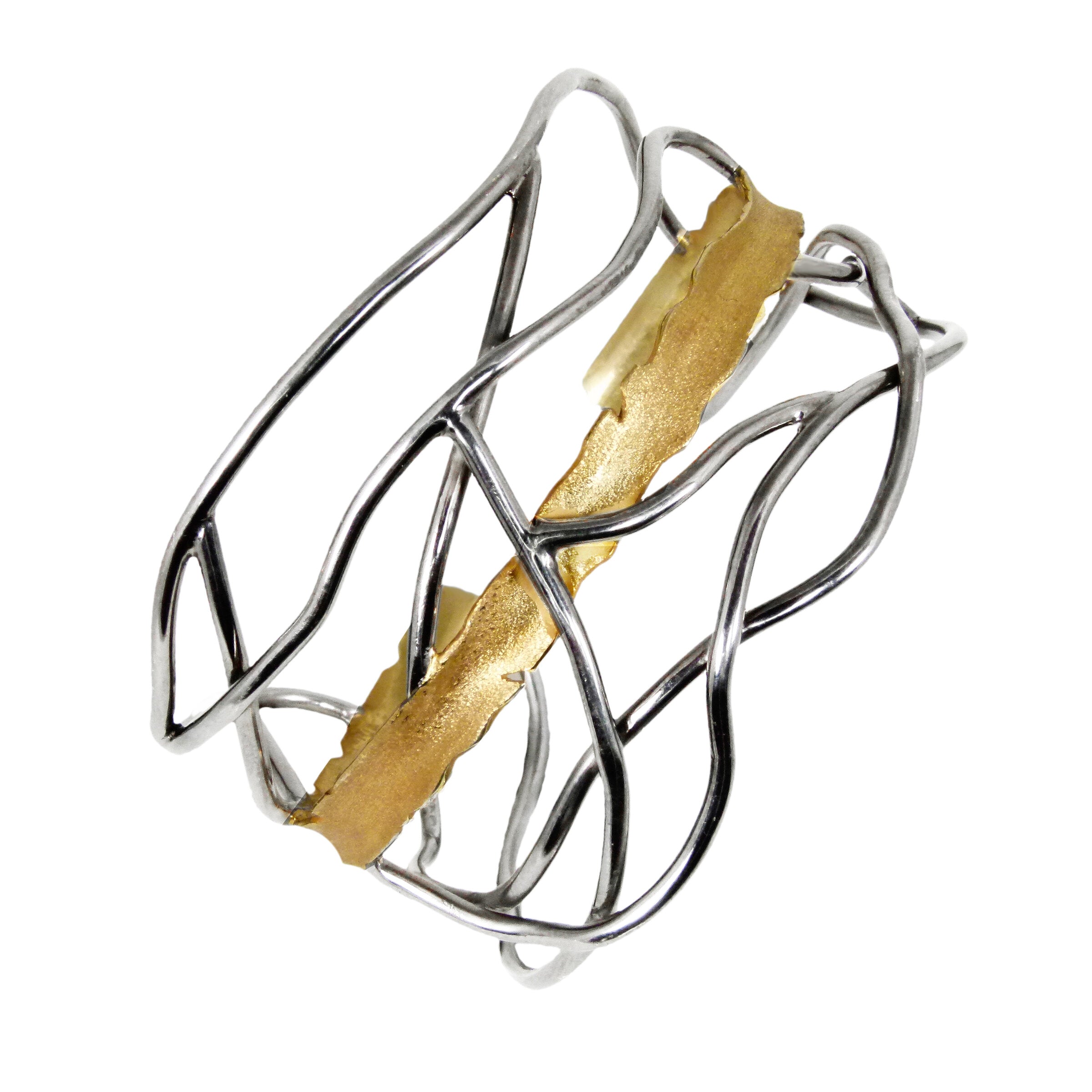 Medium Black & Gold Edge Cuff Bracelet