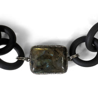 Large Labradorite and Rubber Necklace