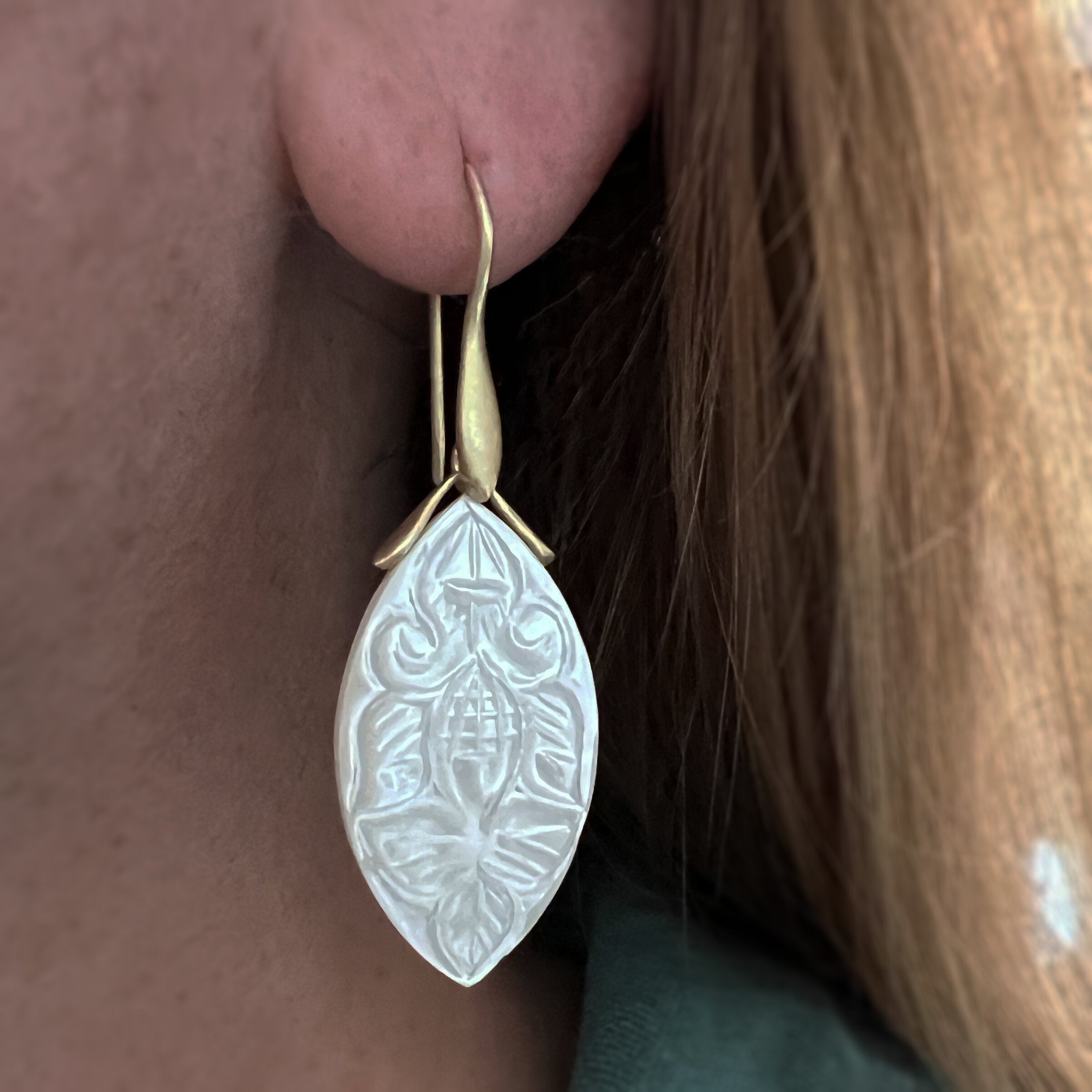 Mother-of-Pearl Marquise Trapeze Earrings