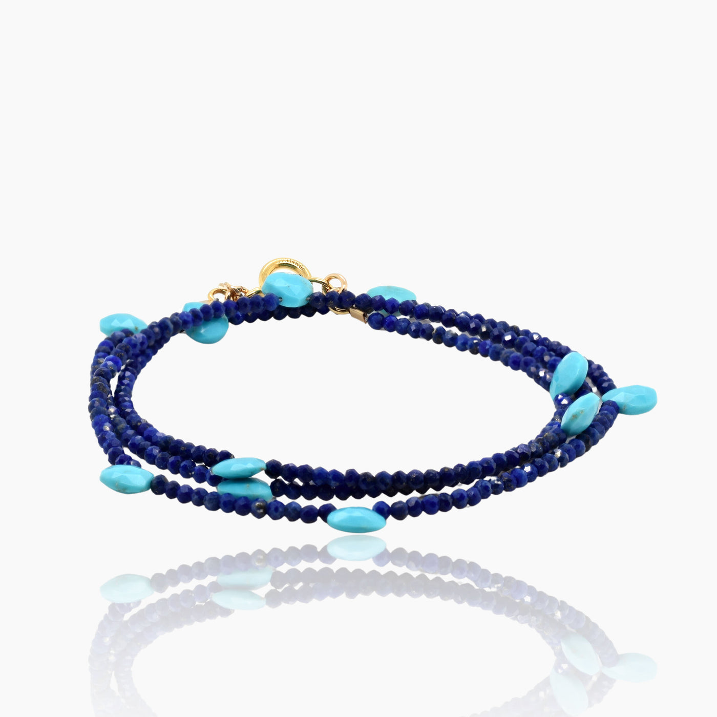 Triple Wrap Convertible Bracelet in Lapis & Turquoise