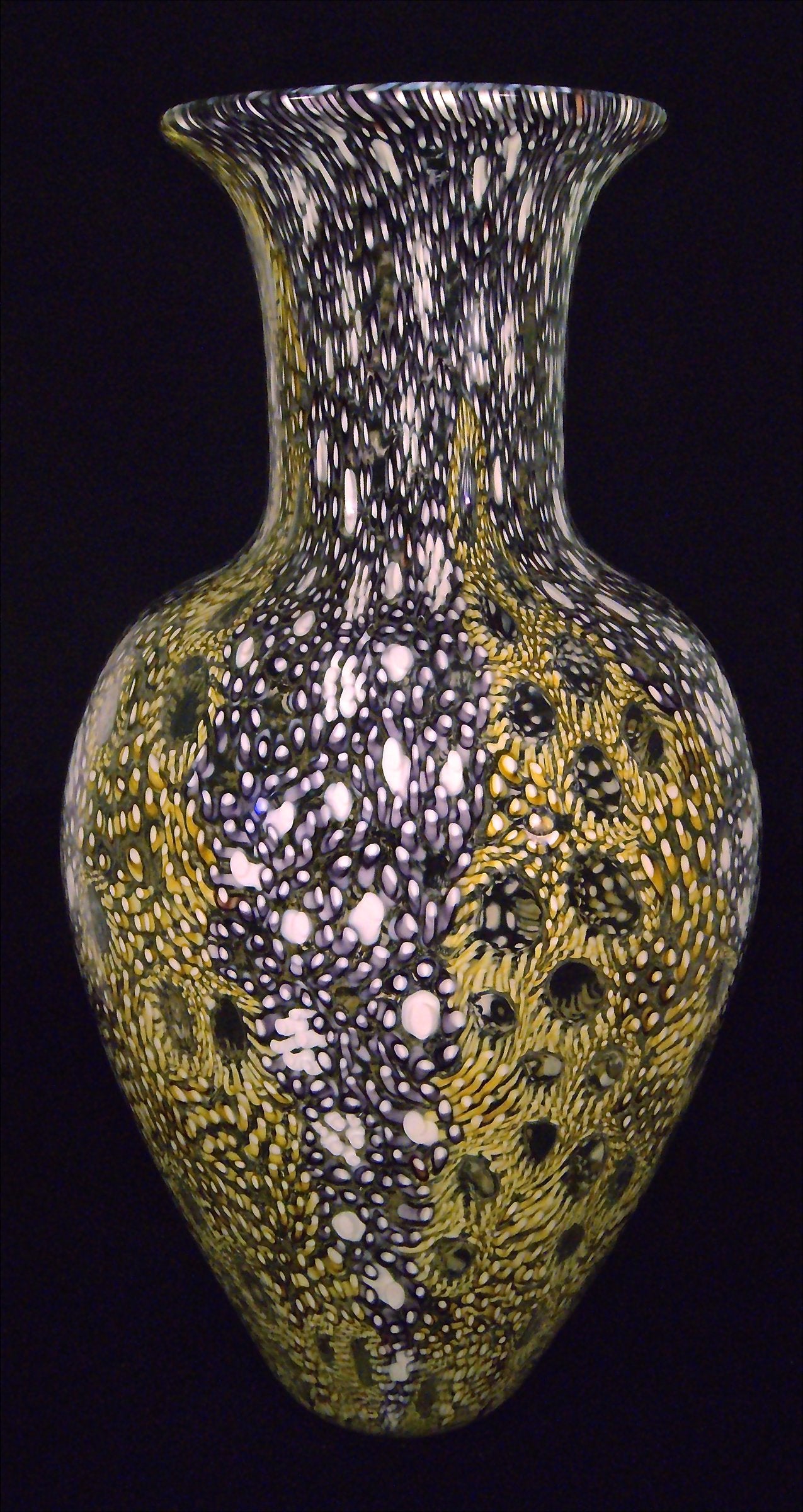 Gold and Amethyst Broadband Murrini Vase