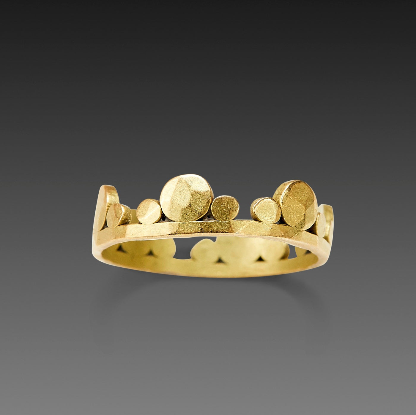 Large Hammered Gold Side Trios Band