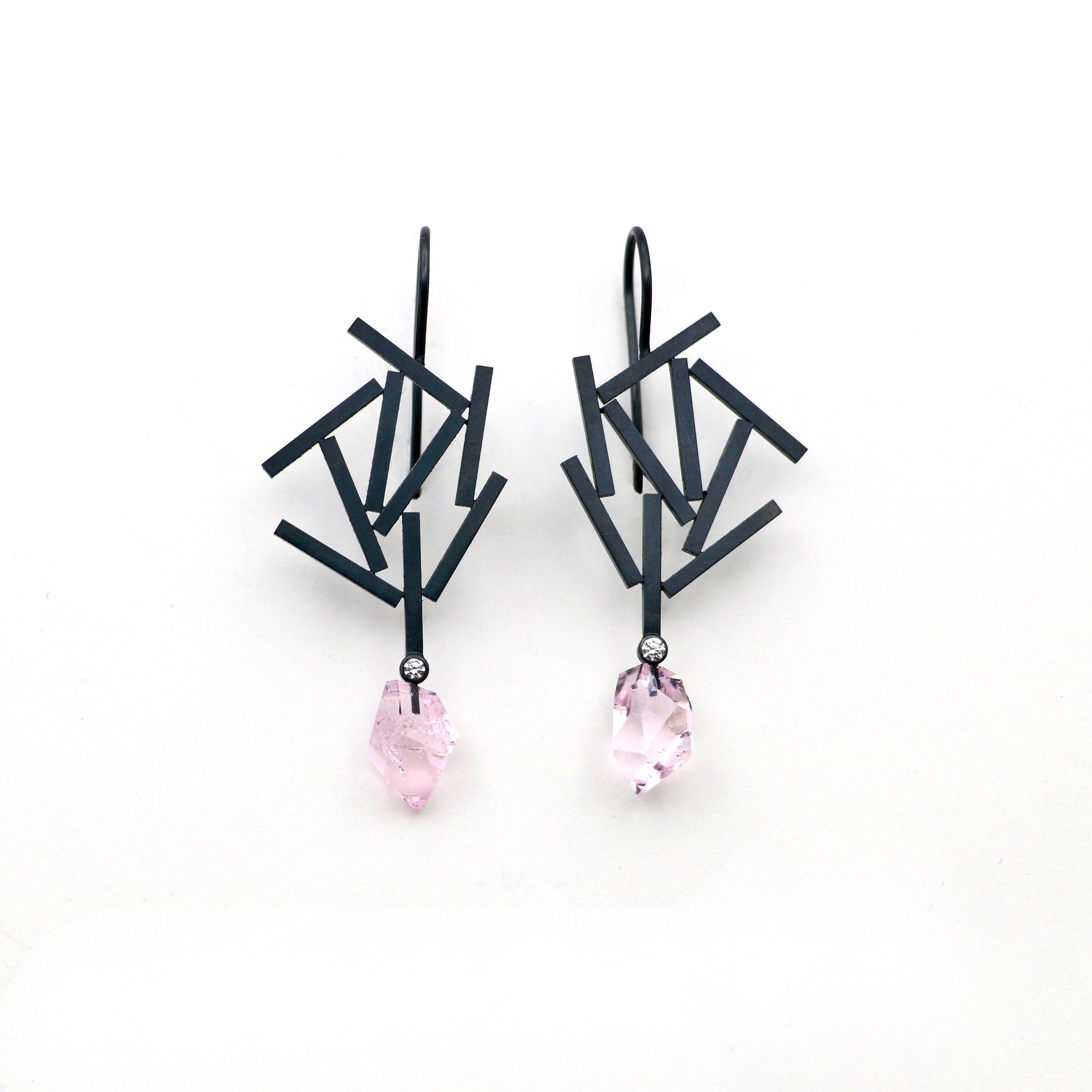 Morganite & Rectangles Earrings