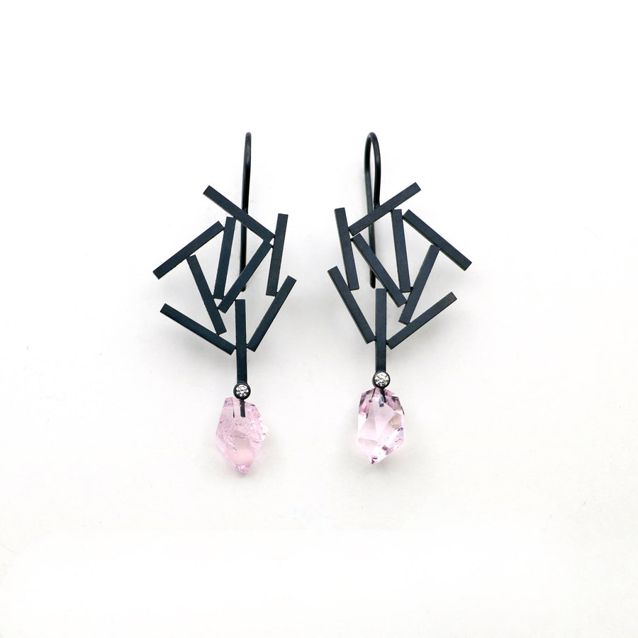 Morganite & Rectangles Earrings