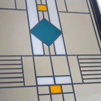Closeup detail of Prairie-style mosaic mirror "Astor 18x36"