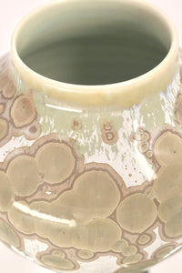 Miniature Crystalline White & Green Vase