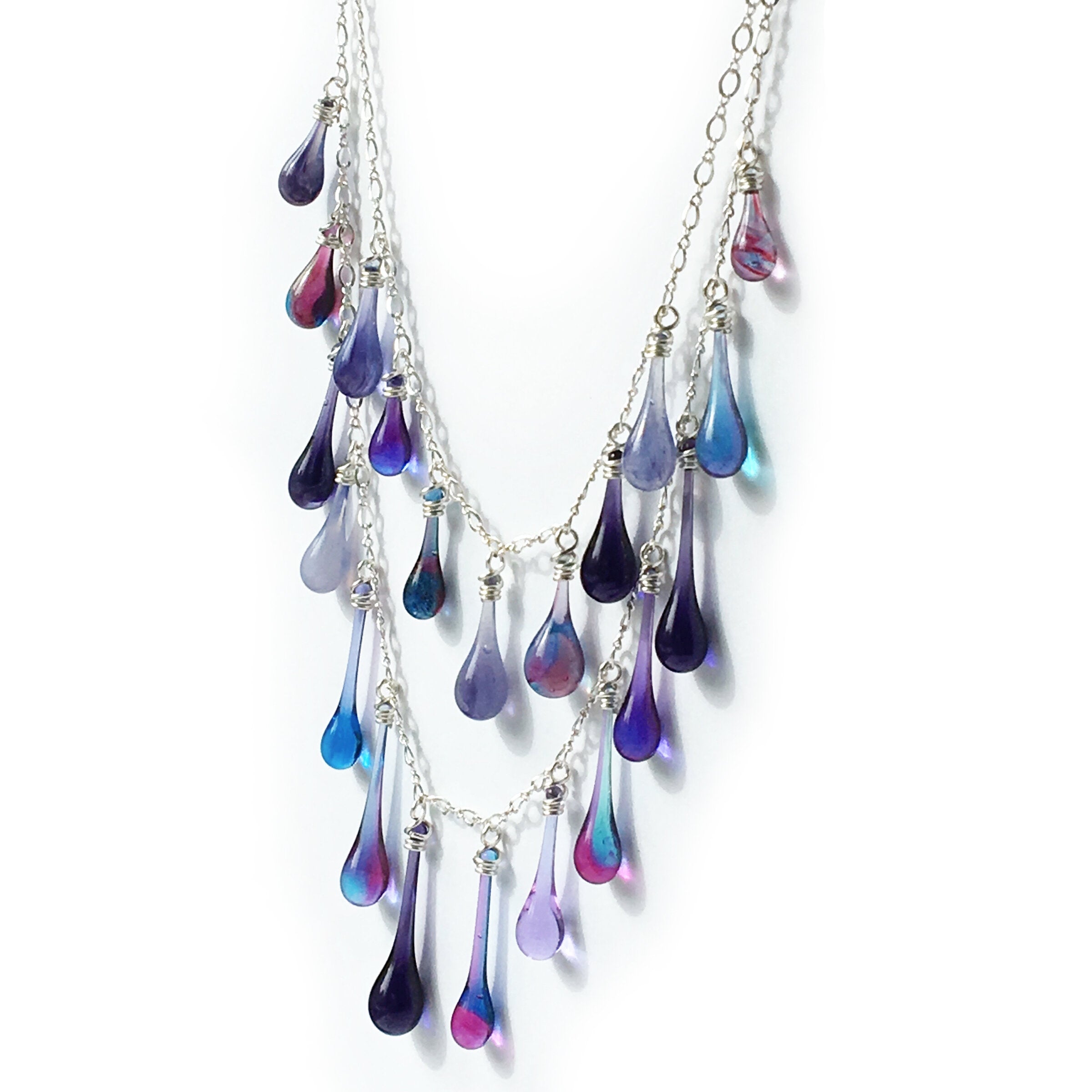 Mixed Purples Waterfall Necklace