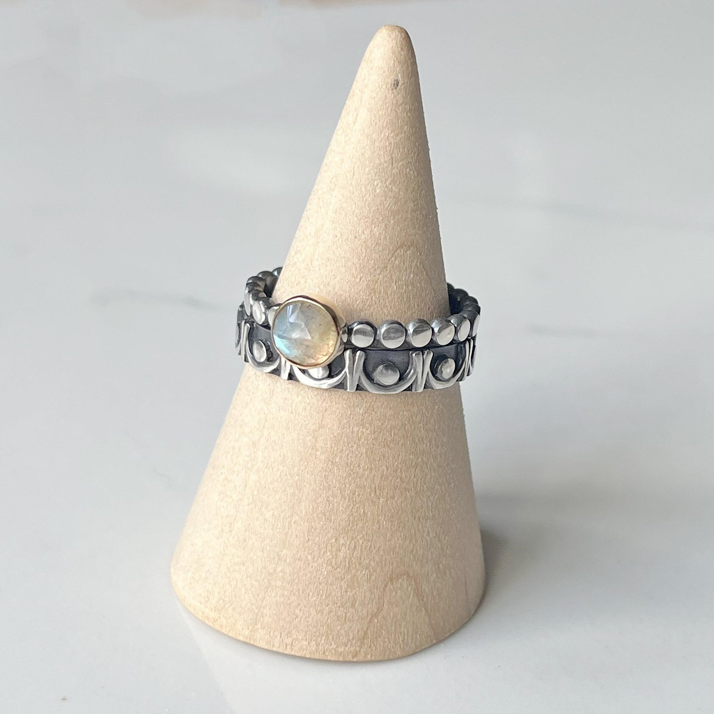 shown with the gemstone solitaire ring in labradorite