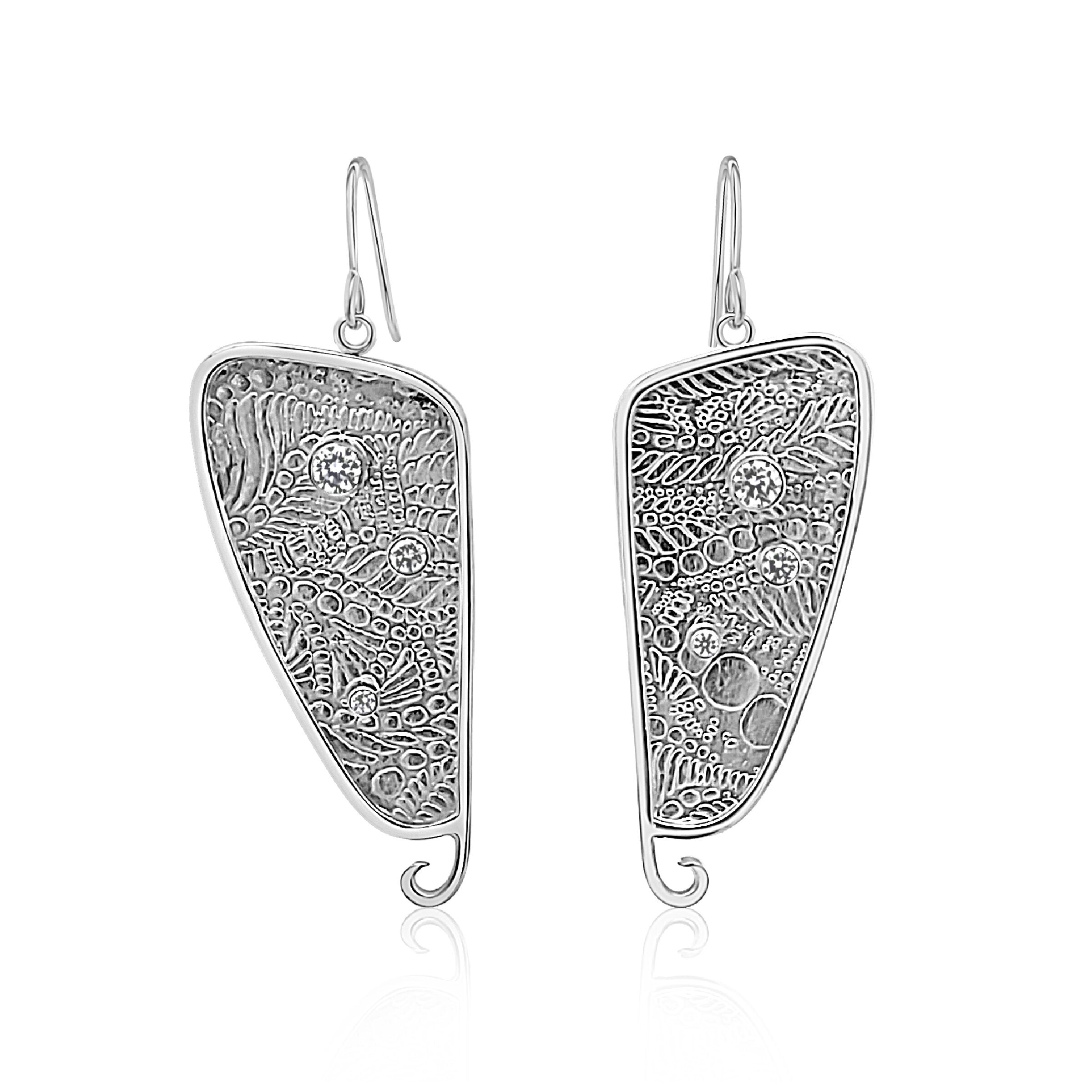 Silver Fern Lace Earrings