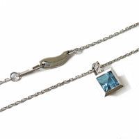 Aquamarine, Diamonds & Platinum Squared Pendant