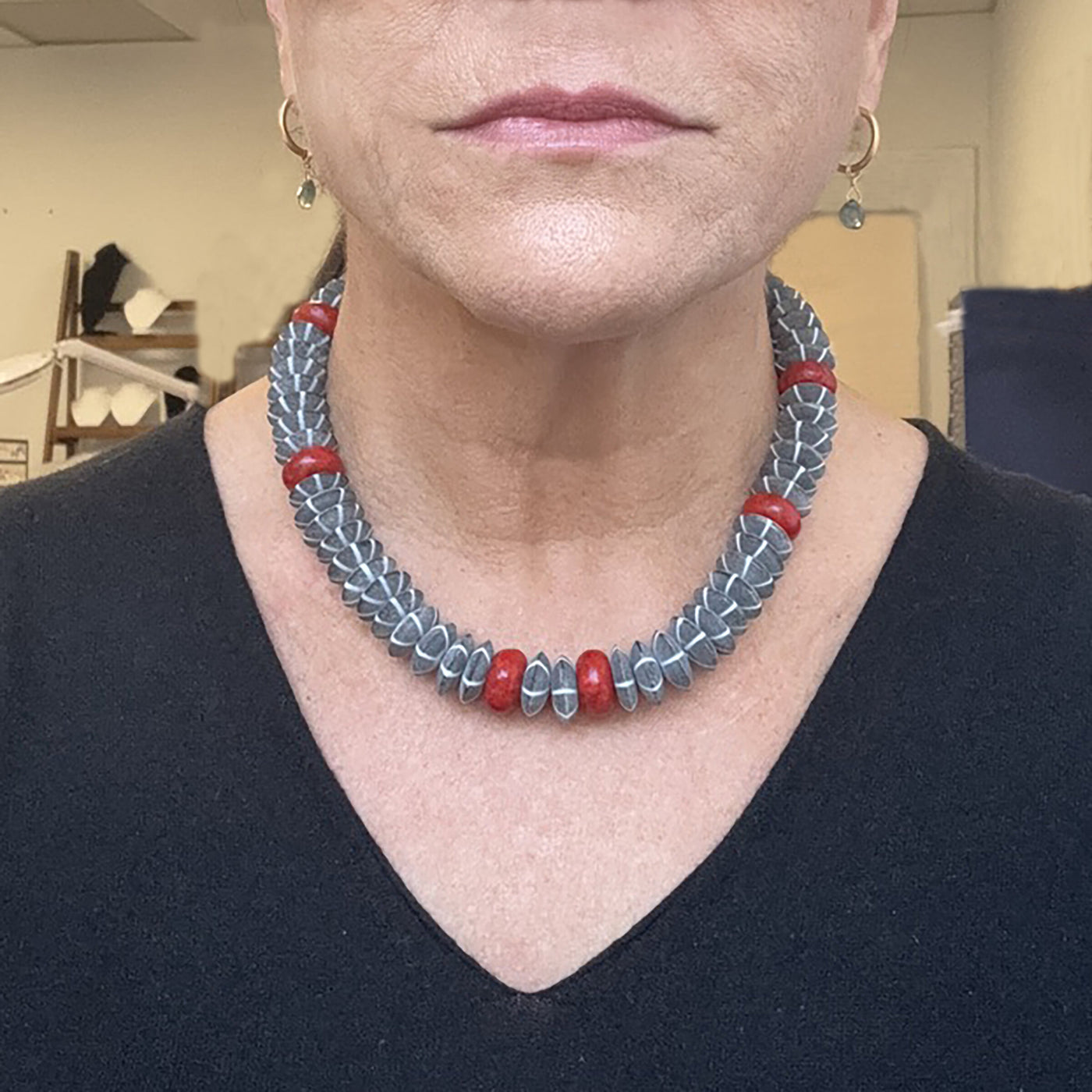 Buffalo Horn & Sponge Coral Necklace