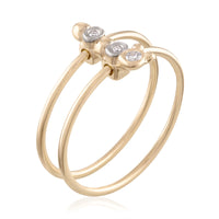 14k Yellow Gold Caterpillar Diamond Two Band Ring