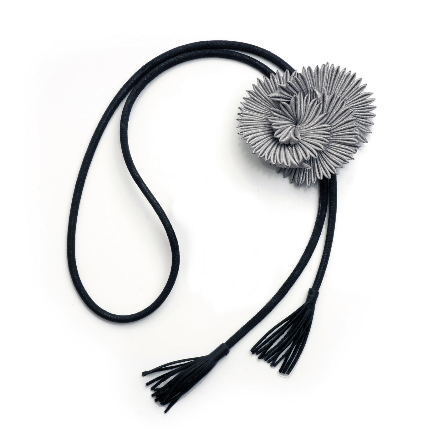 Silver Chrysanthemum Bolo Necklace