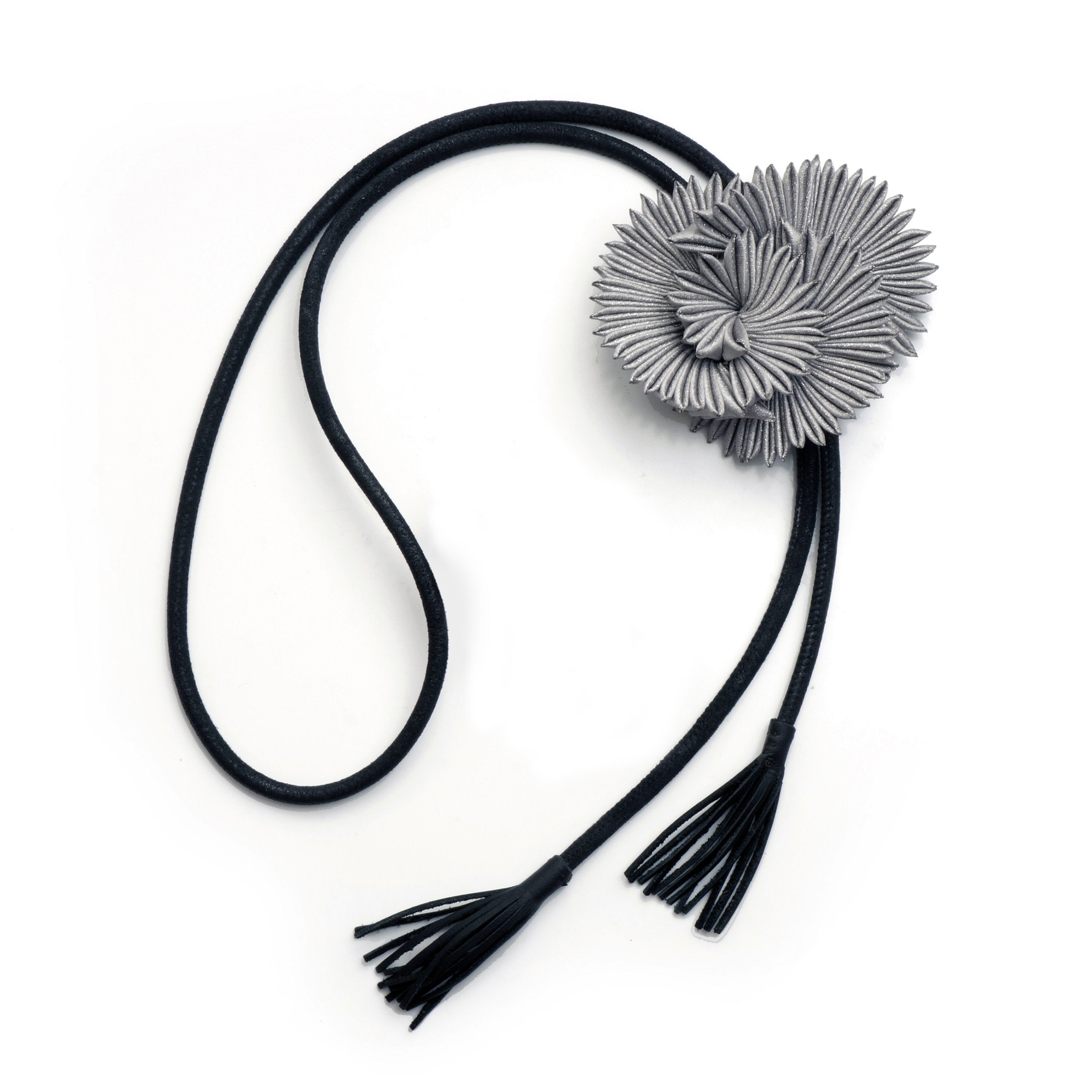 Silver Chrysanthemum Bolo Necklace