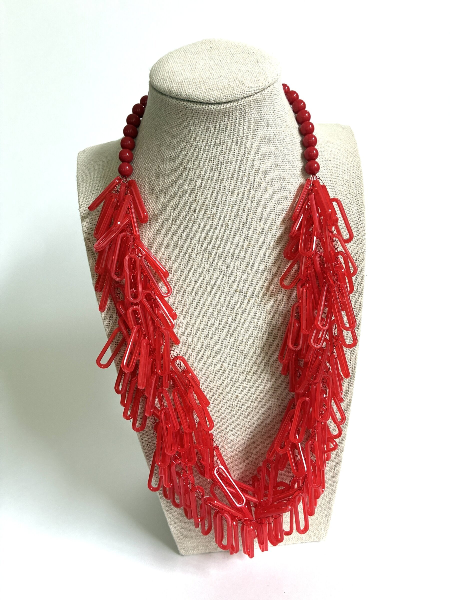 Red Tiny Ovals Necklace