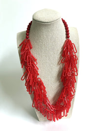 Red Tiny Ovals Necklace