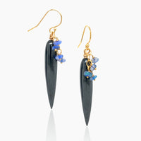 Hematite & Blue Opal Gold Earrings