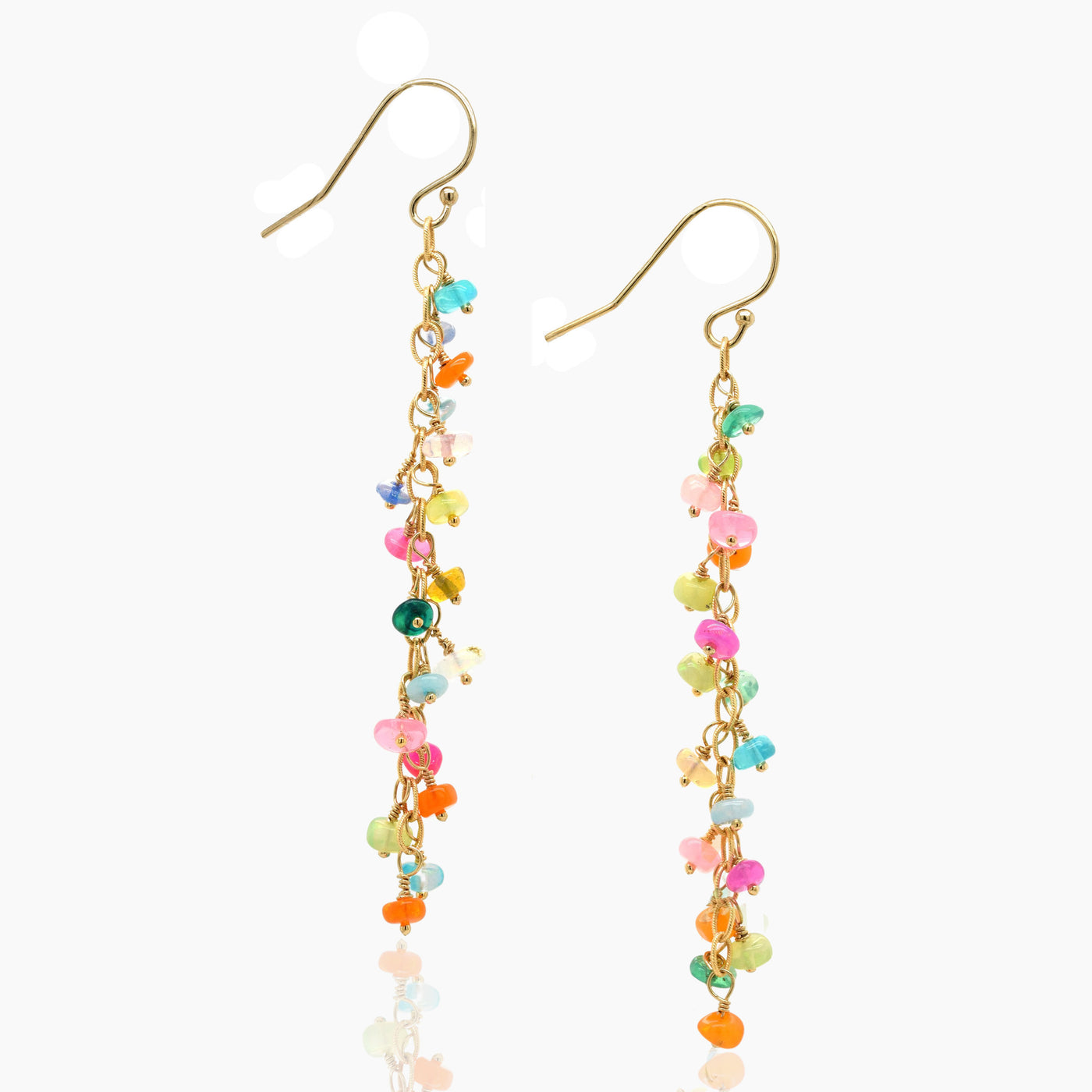 Opal Chain Dangle Gold Earrings