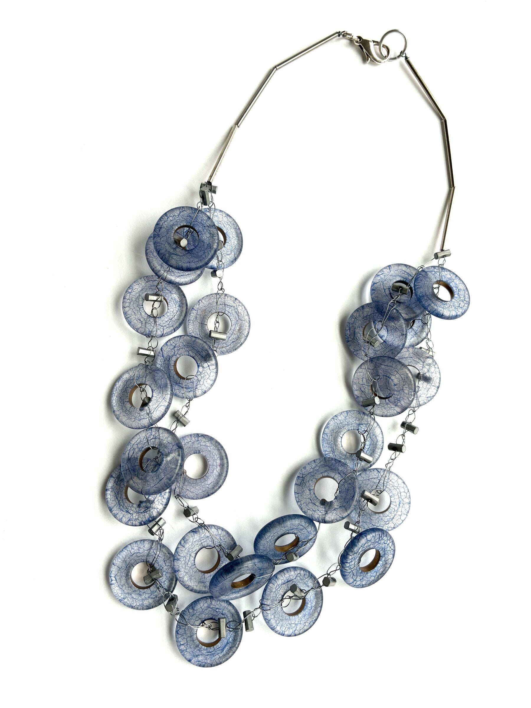 Translucent Blue Hoops Necklace