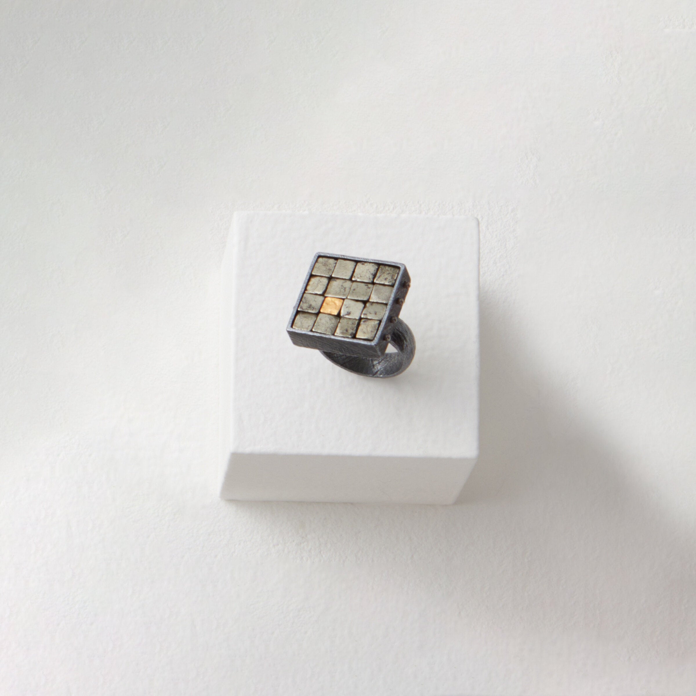 Carved Square Grid Ring