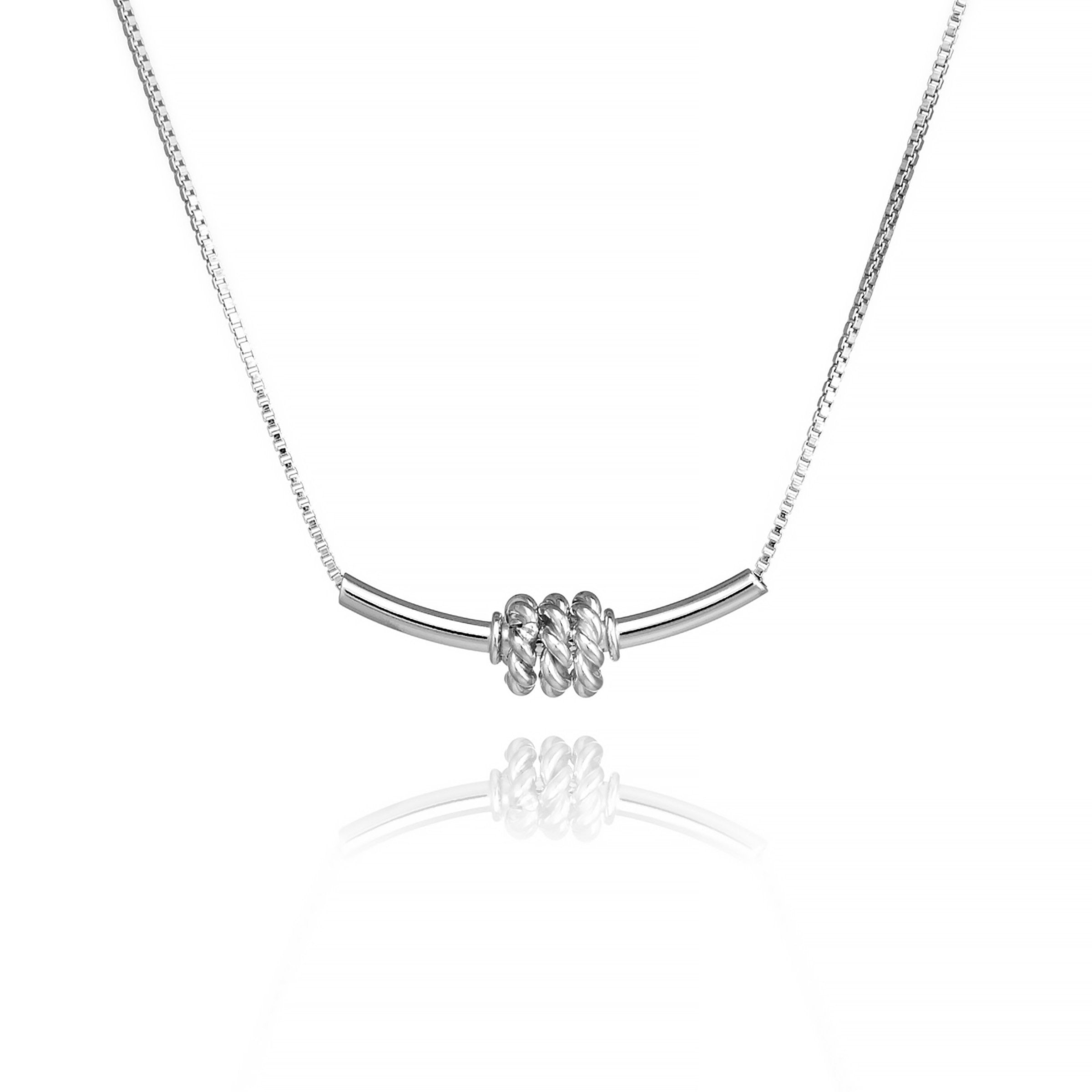 Tube Bar Necklace with Spinning Rings