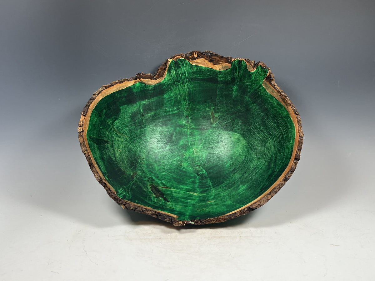 Natural Edge Dyed Maple Burl Bowl in Green