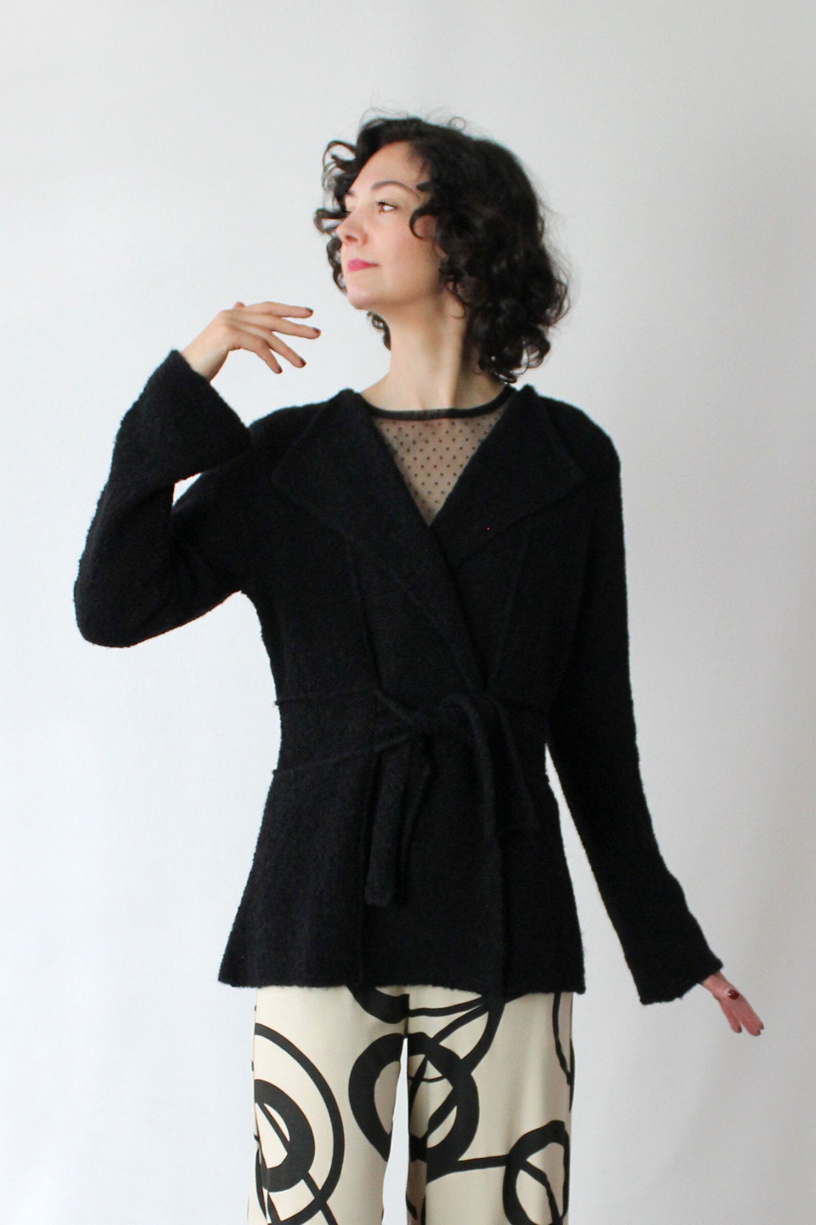 Boucle Tie Cardigan