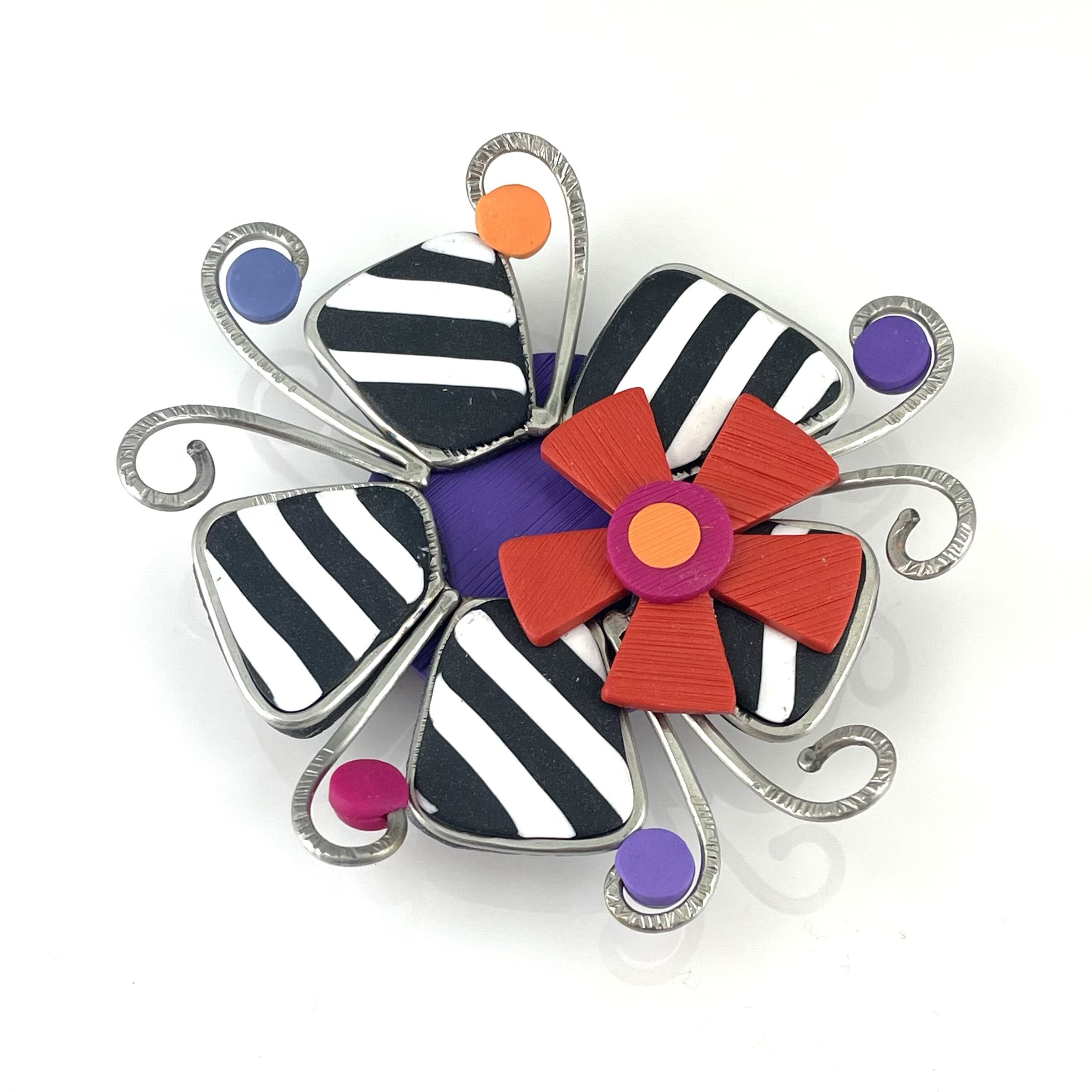 Unfurled Striped Flower Brooch