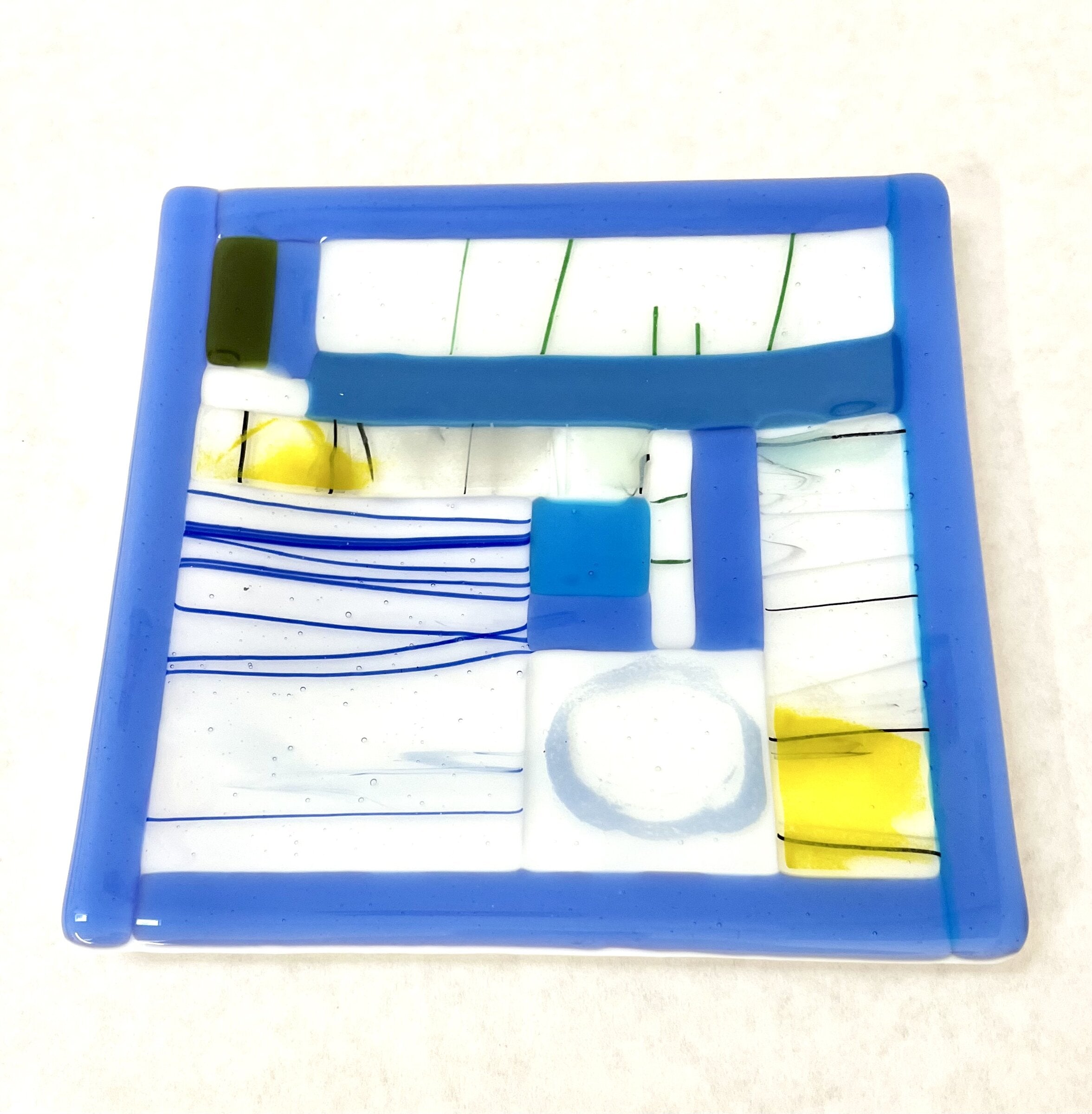 Patchwork Plate in Mostly Blue