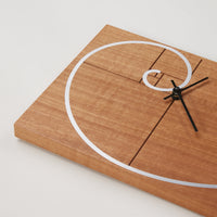 Fibonacci Spiral Clock detail in makore