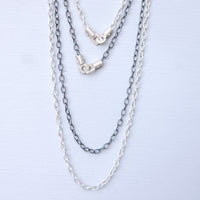 Oxidized silver chain and bright silver chain