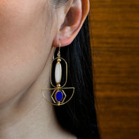 White & Blue Art Deco Earrings