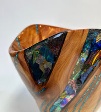 Purple Heart Juniper Vase with Dichroic Glass