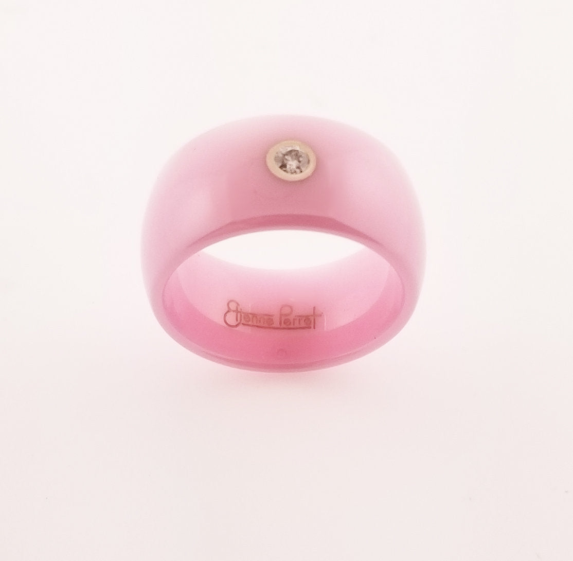 Pink Ceramic Band with Diamond