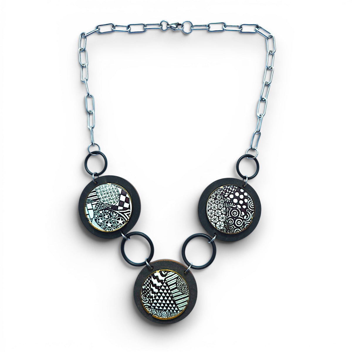 Geometric Mosaic Linked Necklace