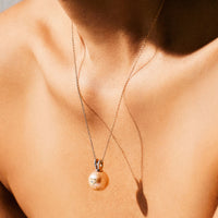 14k Yellow Gold Pink Akoya Pearl Diamond Heart Nose Queen Rabbit Bunny Necklace