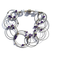Amethyst on Steel Cable with Silver Hardware