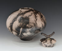 Horsehair Raku Stoneware Jar with Driftwood