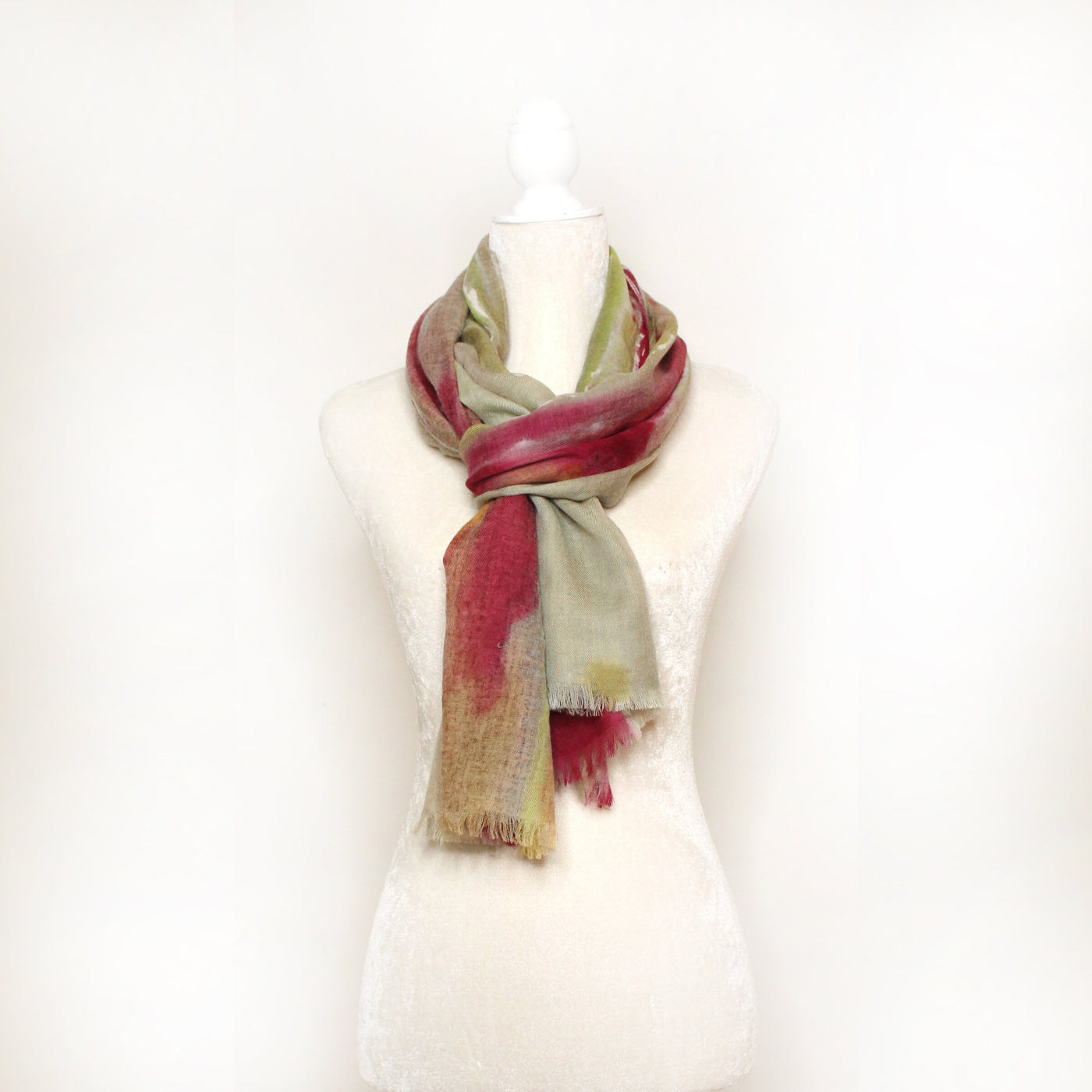 Pink Sunrise Ombre- Hand-painted Cashmere blended scarf