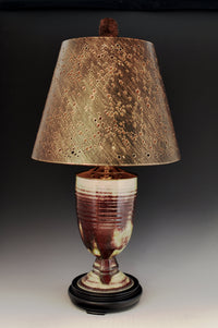 Copper Red Porcelain Lamp with Steel Shade